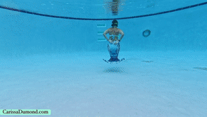 carissadumond.com - Carissa in the mermaid tail swimming and blowing bubbles in the pool thumbnail